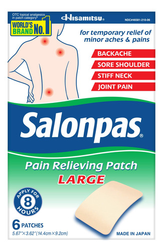 Salonpas Parche Para Aliviar El Dolor Grande 6 Unidades Para