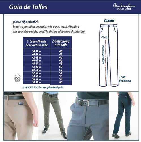 Pantalon Gabardina Polo Hombre Gris Talle 44 46 48 Club