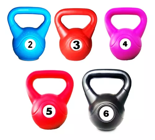 Kit Set 5 Pesas Rusas 2/3/4/5/6kg Kettblells Pvc Gym Fitness