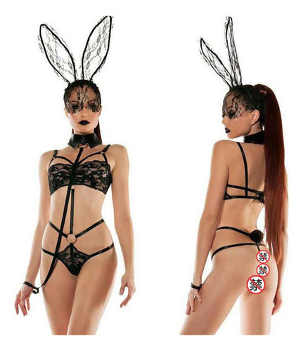 . Traje De Lencería Sexy De Tres Puntos De Encaje Conejita