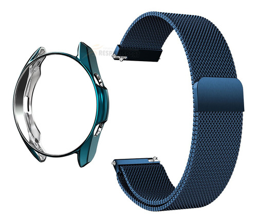 Pulseira Aço Fecho Magnetico + Capa Para Galaxy Watch 3 45mm Cor Índigo
