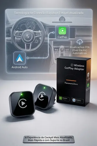 Adaptador Car Play Android Auto Sem Fio Rápido Sem Delay