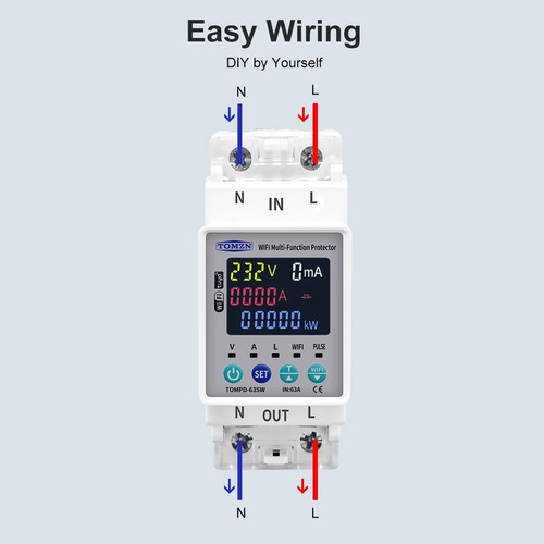 Conmutador Tuya Wifi 2p 63a 110v 220v Circuito De Medición K