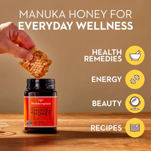 Manuka Honey Wedderspoon Kfactor 16 500ml Cru Não Pasteuriza