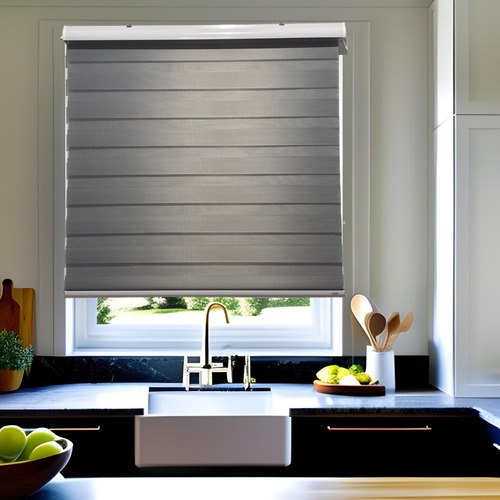 Persiana Rolo Duplo Zebra Sunny Cinza 120 (l) X 160 (a) Cm