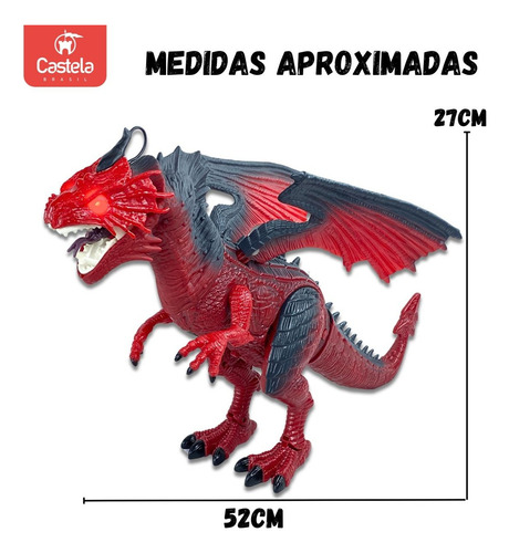 Dragão Vermelho Controle Remoto C Luz Som E Fumaça - Castela