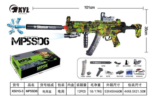 Pistola Automatica Hidrogel Mp5 Ka Rifle Arma Juguete 100cm