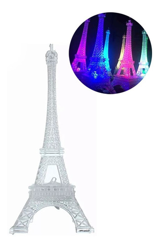 Torre Eiffel Luz Led Multicolor Decorativa Centro Mesa Paris