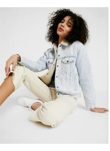Chamarra Levis Azul Claro Con Interior Sherpa Borrega Dama Env o
