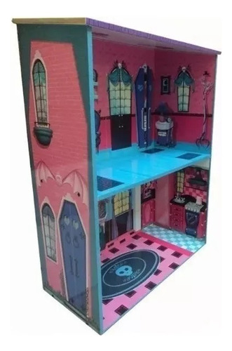 Casa De Muñecas De Madera Monster House Vampiros Fibrofacil Color Multicolor