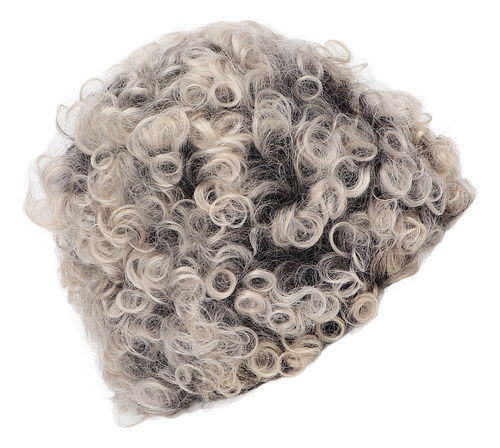 Pelucas Cortas Y Rizadas Para Mujer, Color Gris Degradado, A