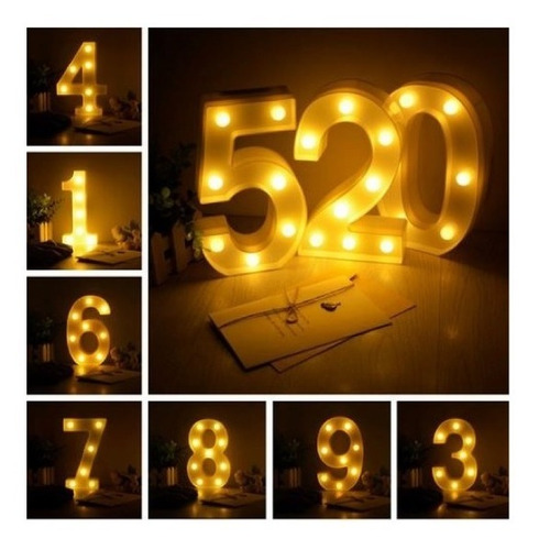 Lámpara Led En Forma De Número Decoración Vintage