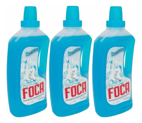 Pack 3x Detergente Líquido Biodegradable Para Ropa Foca 1 L