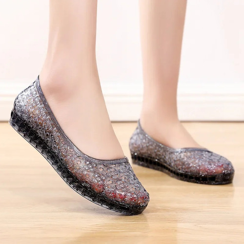 Sandalias Planas De Verano Con Cabeza De Cristal De Pvc Para