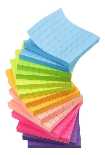 14 Blocs Por Paquete De 7 Notas Adhesivas Con Forro De Color