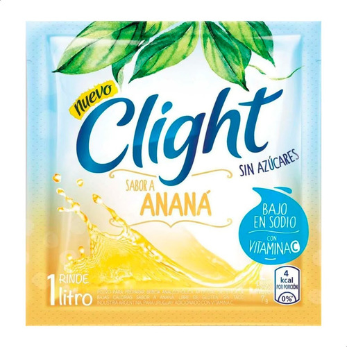Imagen 2 de 6 de Jugo En Polvo Clight Anana Vitaminas Sin Tacc Caja X20 Unid