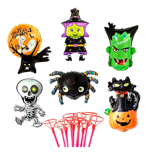 Set 12 Globos Figuras Halloween Niños Niñas Cumpleaño Fiesta