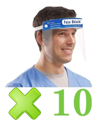 Máscara De Protección Facial Protector Transparente X10 Pz.