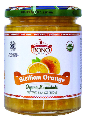 Bono Mermelada Organica De Naranja Siciliana, Paquete De 3