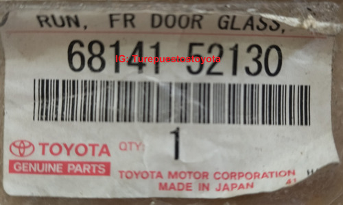 Goma Corredera Vidrio Puerta Derecha Toyota Yaris Sol