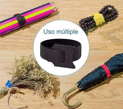 Cincho Suja Cables, Brida Con Velcro Reutlizable 100 Pzs Color