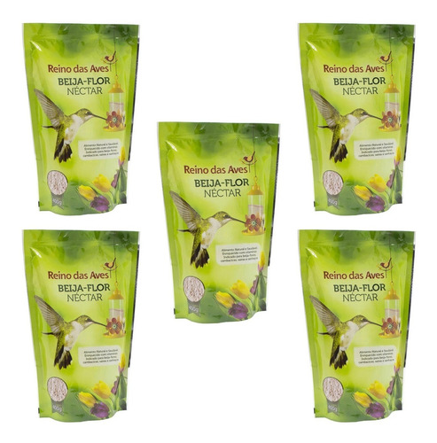 Kit 5 Néctar Para Beija-flor Refil 400gr - Reino Das Aves