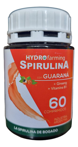 Suplemento en comprimidos Hydro Farming  Energizante Spirulina con Guaraná en pote de 54.6g