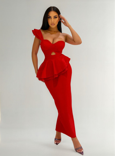 Vestido Largo Con Un Tirante. Modelo 4454-2