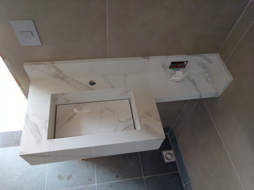 Bancada Esculpida Em Porcelanato Branco 70×40 Lê Descrição !