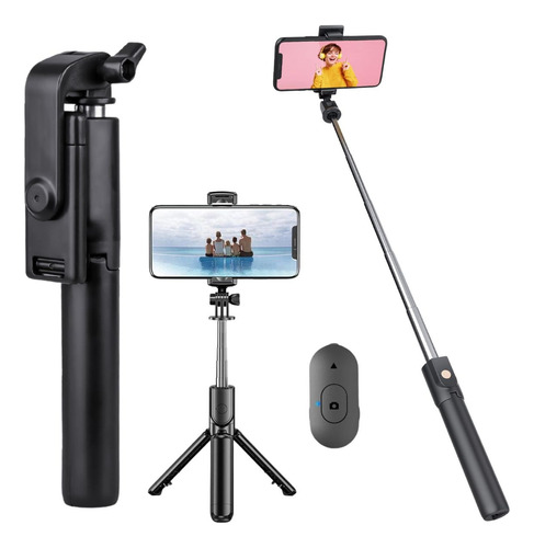 Bastão Pau De Selfie Tripé Retrátil Controle Bluetooth 18cm