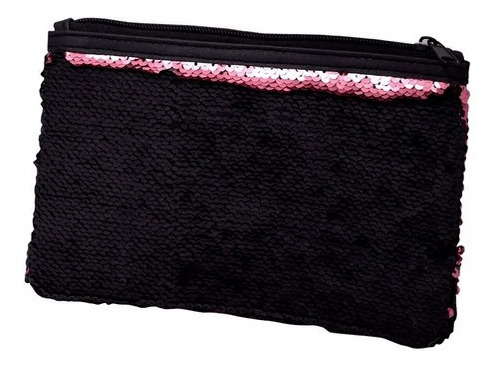 Estojo Feminino Escolar Multiuso Necessaire Paetê Rosa Dac