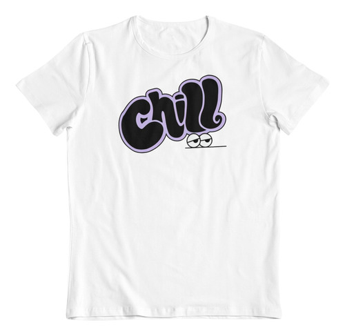 Polera Blanca Algodon Dtf Chill Out Ilustracion Relax 420