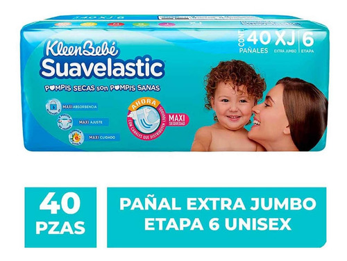 Pañales Kleenbebé Suavelastic Etapa 6 Extra Jumbo Unisex 40 Pañales