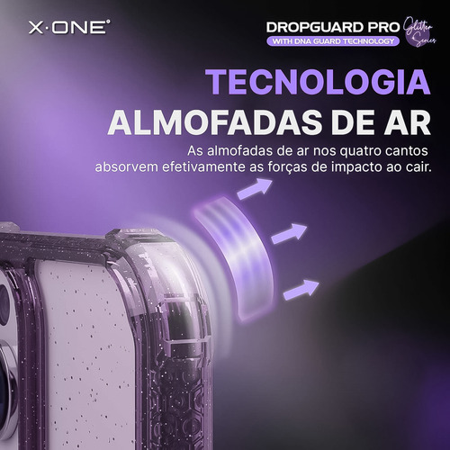 Capa Dropguard X-one Glitter Brilhos Para iPhone 15 Pro Max