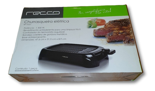 Parrilla Eléctrica Churrasquera 1500 W Antiadherente Recco