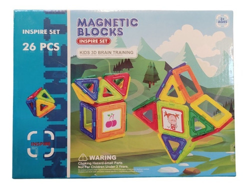 Imagen 1 de 4 de Bloques Magneticos 26 Piezas Imanes Con Formas Magnetic Edu