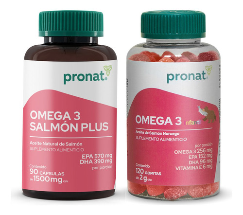 Kit Salmón Plus 90 Cáps Y Omega 3 Infantil 120 Gomitas Sabor Sin Sabor