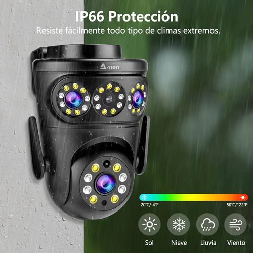 Ation® 15mp Triple Lente Cámara De Seguridad Exteriores 2k Visión Nocturna A Color Completo Seguimiento Móvil Alarma Móvil Llamada Bidireccional Protección Ip66