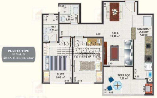Imagem 4 de 4 de Excelente Apartamento Em Praia Grande, Vila Mirim - V5673