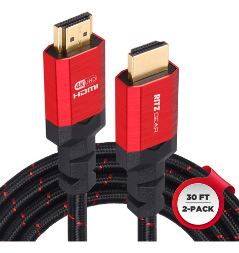 Cable Hdmi 2.0 4k De 30 Pies [2 Paquetes] De Ritzgear. Cable