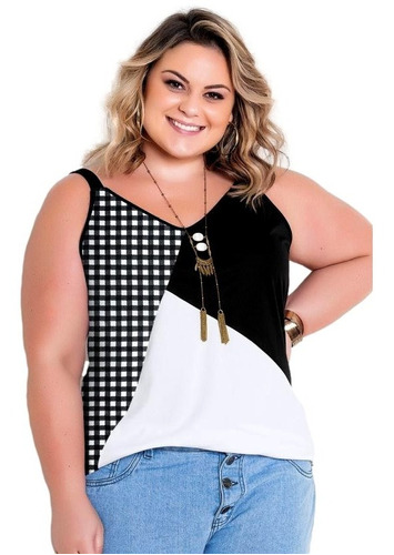 Blusa Feminina Com Alças Finas Decote V Plus Size