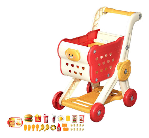 Juego De Carrito De Compras Para Niños, Mini Carrito Rojo