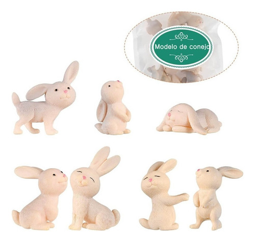 Para Mini Conejo Decoracion Pascua Adornos Figuras Resina