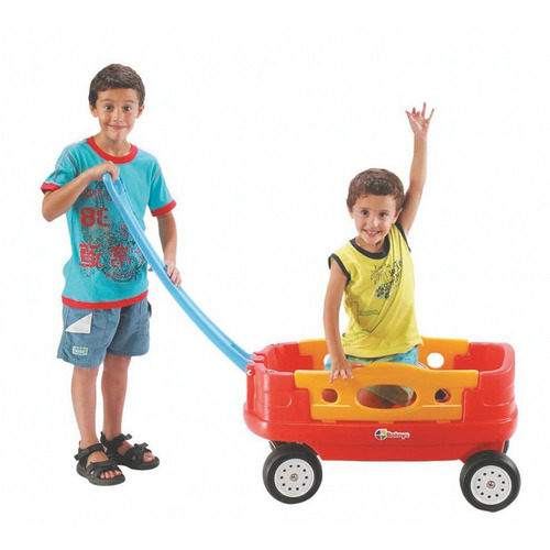 Carro Americano Naranja Con Manija Celeste Rotoys Original