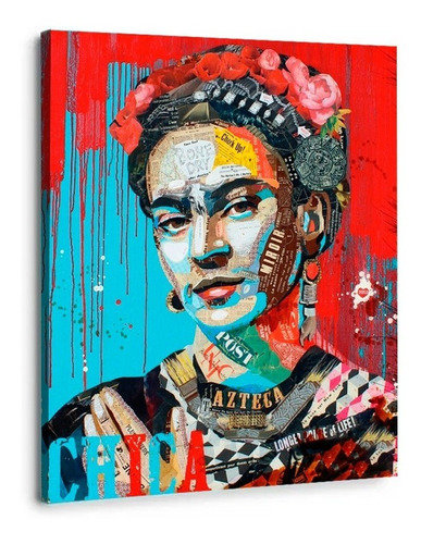 Cuadro Moderno Frida Kahlo Graffiti Colores En Lienzo Canvas