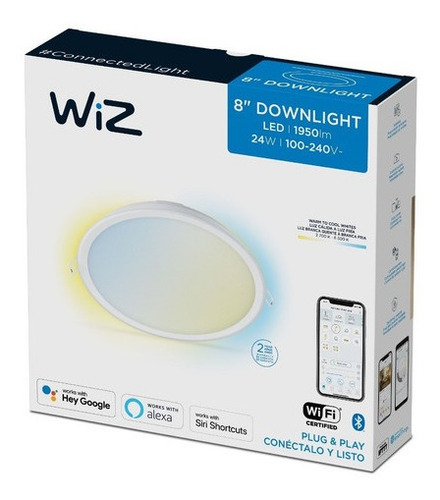 Imagen 5 de 9 de Wiz Downlight Inteligente 24w Luz Cálida Y Fría Wi-fi X4 Un.