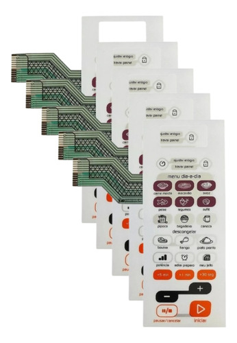 Kit 5 Membranas Teclado Microondas Brastemp Bms45 Bms 45 At