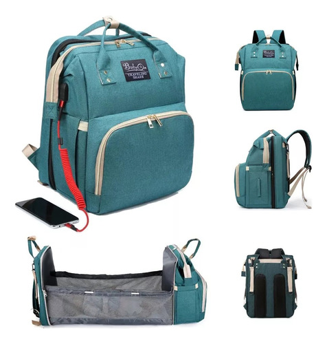 Morral Pañalera Tipo Cuna Con Cambiador 3 En 1 Usb