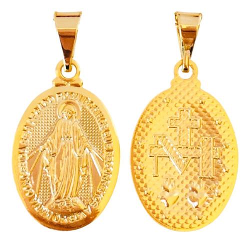 Conjunto Kit Brinco E Corrente Medalha Milagrosa Das Graças Cor Dourado