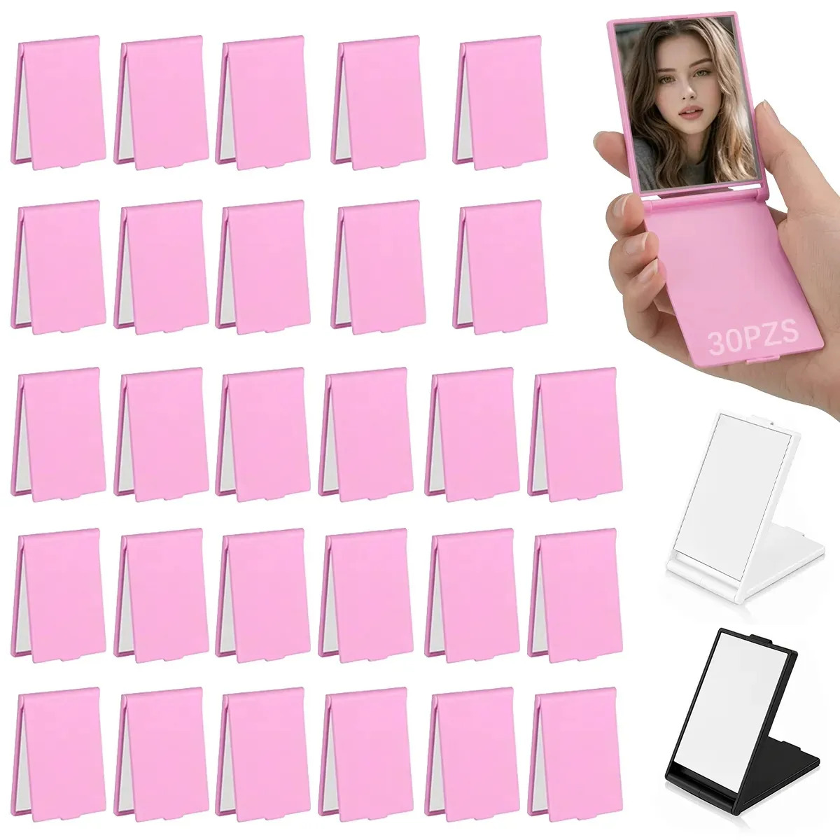 XUEFUBN 30pzs Espejos Cosméticos Mini para Tiendas y Regalos Mayoreo, rosa